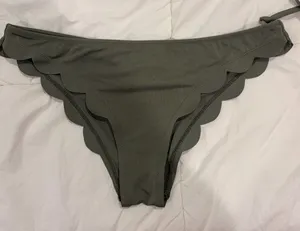 Abercrombie & Fitch Olive Green Scallop Edge Bikini Bottoms thumbnail 1