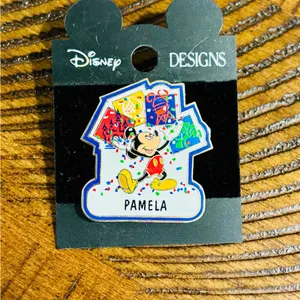 Disney Design Mickey & Minnie Mouse Donald Duck “Pamela” personalized metal pin thumbnail 2