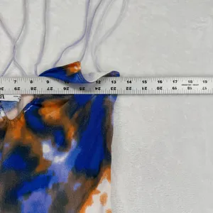 Zara Womens Abstract‎ Watercolor Knit Maxi Dress Blue Orange Strappy Size Medium thumbnail 3