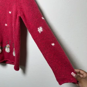 VTG Northern Isles Women Sweater M Red Snowman Snowflake Felted Holiday Festive thumbnail 3