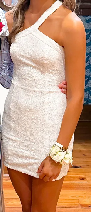 Superdown Cicely Mini Dress in White one shoulder thumbnail 1