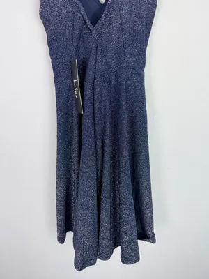 NWT Lulus You Glow Girl Silver and Navy Blue Backless Skater Dress Size XS NEW thumbnail 11