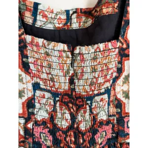 Anthropologie Midi Dress Womens XS Square Neck Tapestry Tiered Ruffle thumbnail 6