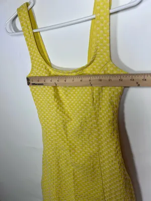 Urban Outfitters Yellow White Floral Textured Square Neck Mini Dress XS thumbnail 6