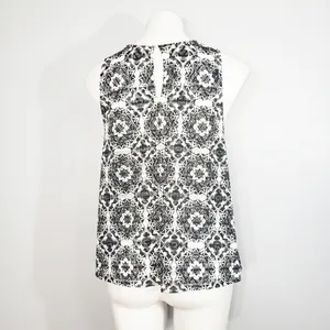 One Clothing Geometric Medallion Print Sleeveless Tank Top Blouse Black White Lg thumbnail 4