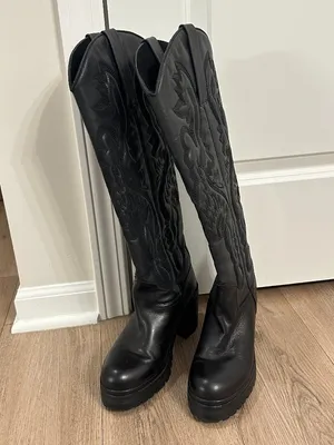 JEFFREY CAMPBELL x Anthropologie Tall Western Heeled Boots in Black Size US 8.5 thumbnail 3