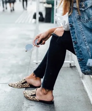 Jenni Kayne Mule‎ Slides Womens 37 Leopard Calf Hair Pointed Toe Flats Excellent thumbnail 1