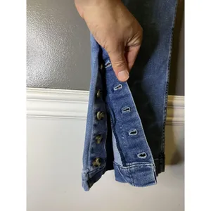 Pilcro Jeans Womens 32P Medium Wash Blue Flare Button Hem Stretch Denim thumbnail 5