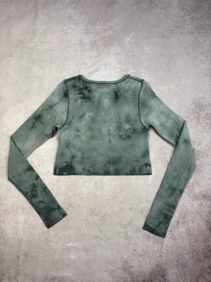Lululemon Green Tie Dye Crop Long Sleeve Size 6 thumbnail 2