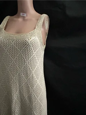 Venus Women’s 2 PC Sleeveless Crochet Knit Slip Dress Cream & Gold MD NWT thumbnail 3