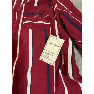 NWT Janette Plus Blouse Long Sleeve Striped Maroon White‎ Navy SZ XL thumbnail 4
