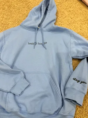 Gildan blue happy hoodie thumbnail 1