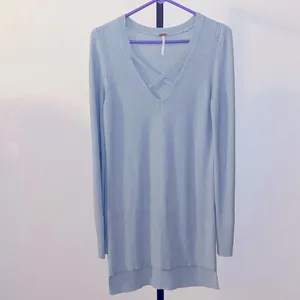 Free People Waterfall Crisscross Hi Lo Tunic Sweater Size Medium thumbnail 2