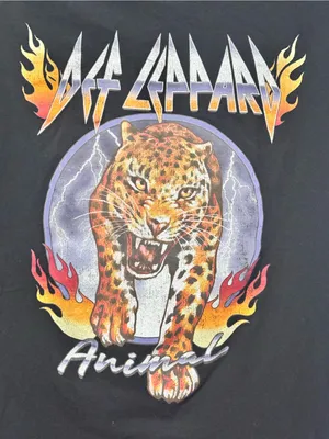 DEF LEPPARD Animal Graphic Short Sleeve Tee S 17.5” p2p Black EUC thumbnail 4