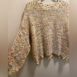 Lulu's Keep You Warm Beige Multi Chunky Knit Sweater Size Large thumbnail 6