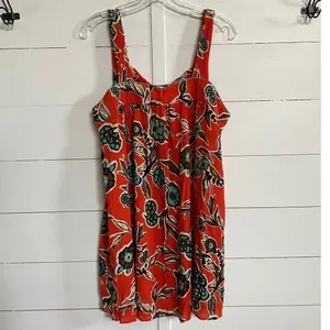 Band‎ of the Free Teresa Tangerine Floral Tank Mini Dress Medium Orange Boho thumbnail 3