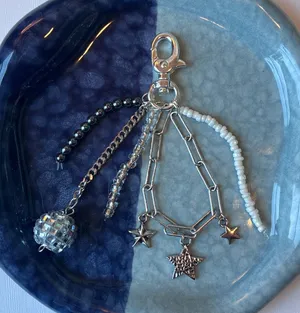 Handmade Silver Disco Ball Beaded Bag Charm Size undefined thumbnail 1