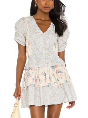 Loveshackfancy X REVOLVE Roth Dress in Pastel Lemon Blueberry thumbnail 1