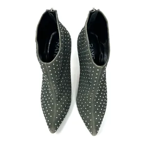 Raye Size 7.5 Boots‎ Gray Rhinestone Studded 4" Heel Back Zip Bootie Pointed Toe thumbnail 3