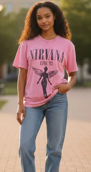 Nirvana Pink Graphic Tee for Women Size M thumbnail 1