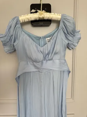 Hello Molly Ice Blue Silky Wide Leg Jumpsuit with Sash Tie Sz 4 thumbnail 2