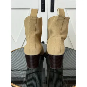 Reserved Womens Western Ankle Boots Size EU 36 US 5 Tan Suede Pointed Toe Heel thumbnail 4