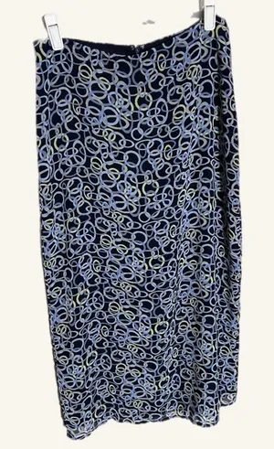 Vintage 90s Old Navy Collection Maxi‎ Skirt Navy Blue Ring Print Size 4 Spring thumbnail 1
