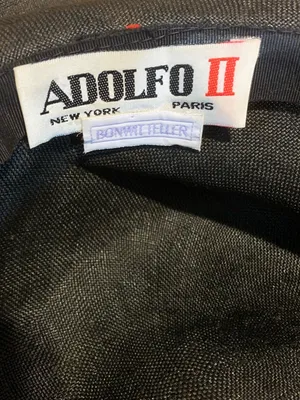 Vintage Adolfo Ii Black Wide Brim Linen Hat With Striped Bow thumbnail 10