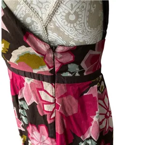 Lucy & Laurel babydoll brown multi-floral boho hippie midi sun dress size 8 Med thumbnail 7