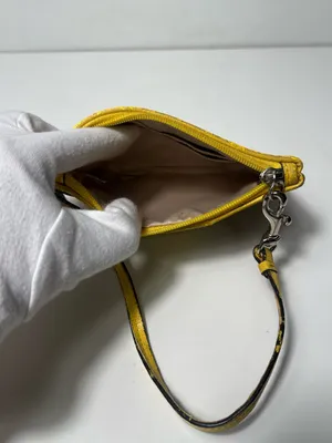 Coach Signature Corner Zip Varsity Stripe Yellow Canvas Wallet Wristlet thumbnail 10