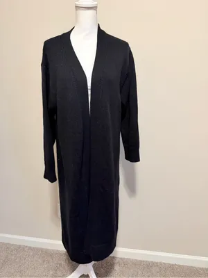 Revolve One Grey Day midi calf long knit duster size small oversized black NWOT thumbnail 3
