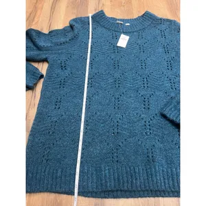 NWT Gap Pointelle Knit Sweater Crewneck Pullover Blue‎ Size L /wool thumbnail 7