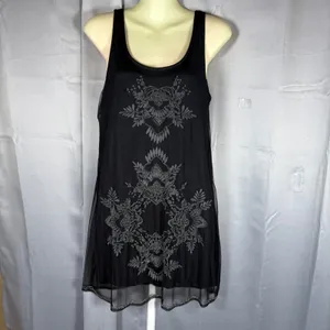 Abercrombie & Fitch Beaded Mesh Mini Tank Dress S Black Whimsigoth Dark Fairy thumbnail 2