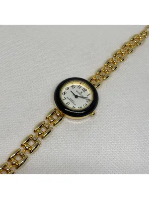 vintage Morita gold tone 18k electro plated women watch 26mm size 6.5” running thumbnail 8