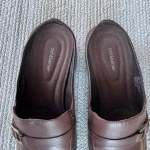 Vintage Croft & Barrow Dark Chocolate Brown Leather Loafer Mules Size 7.5 thumbnail 4