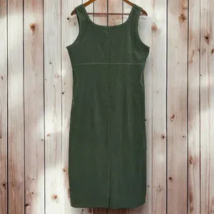 NWOT Vintage Talbots Velvet‎ Dress Size 12 Empire Waist Midi Olive Green Velour thumbnail 2