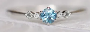 Boutique NEW Dainty Women's Topaz Diamond Simulant‎ S925 Ring Size 6 thumbnail 1