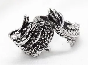 Dragon Punk Ring – Vintage-Inspired Mystical Design, Detailed Silver Dragon thumbnail 1
