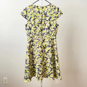 J.Crew Cottage Coquette 6 Yellow‎ Purple Floral Dress Impressionist Print thumbnail 7