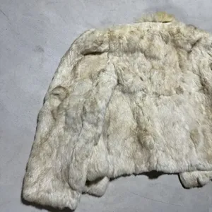 Vintage Natural Rabbit Fur Jacket W/ Fluffy Collar Women's SZ Medium CLASSY thumbnail 9