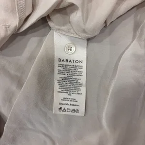Aritzia BABATON Academy Matte Pearl 100% Silk Shortsleeve Blouse Button-Up 2XS thumbnail 9