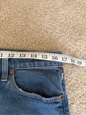 Abercrombie and fitch denim blue mini jean mid rise summer festival short sz 28 thumbnail 12