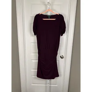 Lauren Ralph‎ Lauren Plum Ruched Midi Dress 10 Wedding Guest Romantic Feminine thumbnail 2