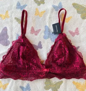 Raychic | Raspberry Red Floral Lace Triangle Bralette | L — NWT thumbnail 1