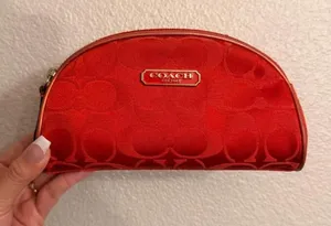 Reddish Orange Estée Lauder X Coach Makeup Bag 2010 thumbnail 1