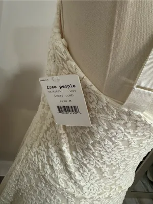Free People Ombre Foil Lace Fit And Flare Dress White Medium NWT thumbnail 4