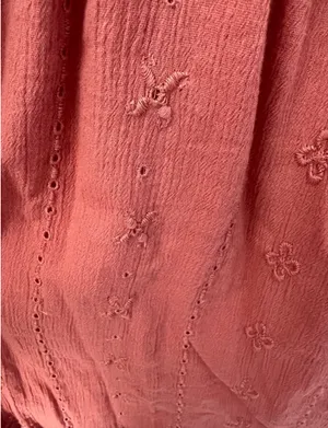 American Eagle Smocked Embroidered Coral Dress thumbnail 2