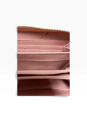 Coach Blush Pink Gold Heart Print Zip Around Continental Wallet thumbnail 7