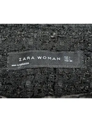 Zara Woman Black Tweed Boucle Long Jacket Coat Size L Gold Statement Buttons thumbnail 11