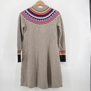 Boden Millie Fair Isle Wool Blend Knit Sweater‎ Dress Beige US 10L Soft Alpaca thumbnail 3